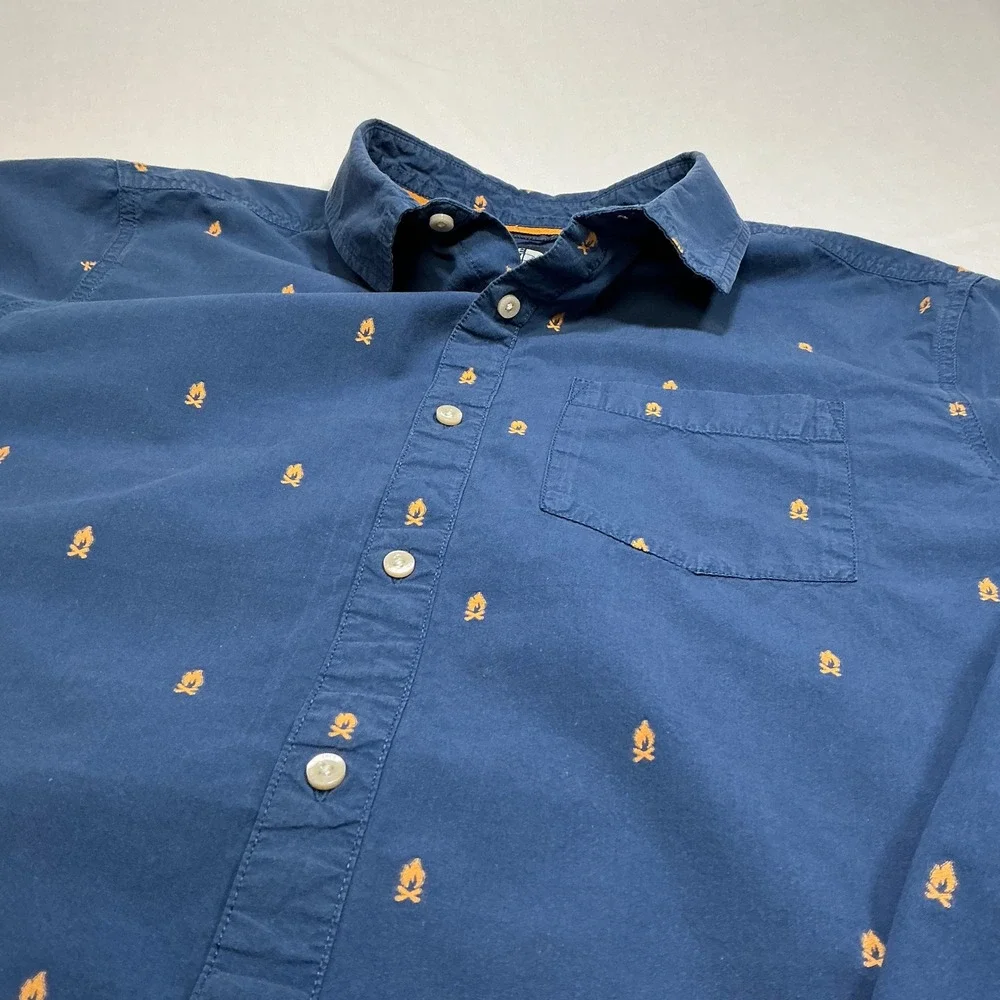 The North Face Button Down Shirt Campfire Print‎ Short Sleeve XXL